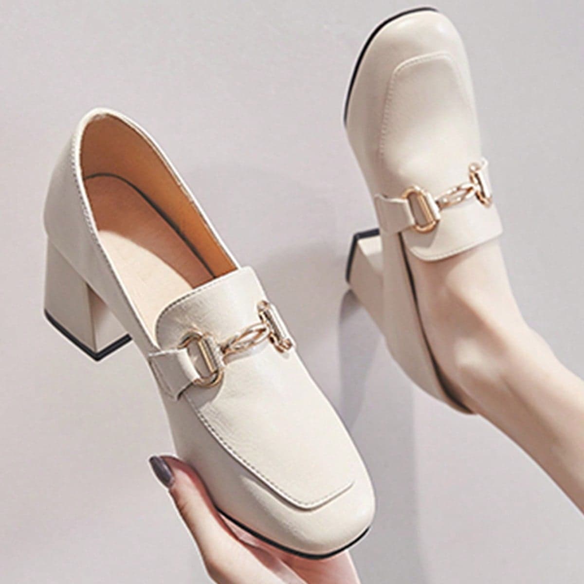 Mocassins Ã€ Talons Hauts Pour Femmes: Chaussures Ã€ Talons Ã‰pais, Nouvelles Chaussures RÃ©tro Printemps Et Automne 2024, Chaussures Britanniques