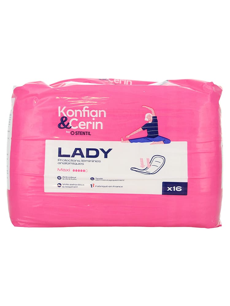 Stentil Konfian & Cerin Lady Maxi Protections Féminines Anatomiques 16 Unités